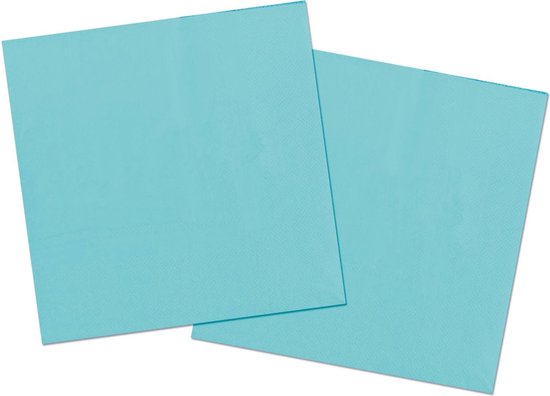 40x stuks servetten van papier lichtblauw 33 x 33 cm