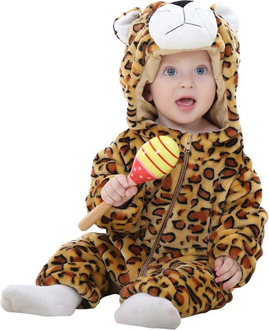 JAXY Baby Onesie - Baby Rompertjes - Baby Pyjama - Baby Pakje - Baby Verkleedkleding - Baby Kostuum - Baby Winterpak - Baby Romper - Baby Skipak - Baby Carnavalskleding - 18-24 Maanden - Luipaard