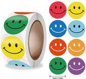 500 stickers op rol smiley multicolor 2,5 cm