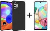 Samsung A32 5G Hoesje - Samsung galaxy A32 5G hoesje zwart siliconen case hoes cover hoesjes - 1x Samsung A32 5G Screenprotector