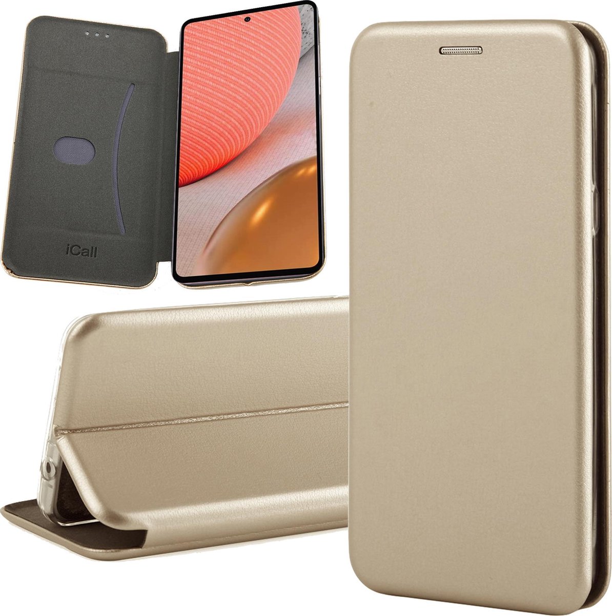 Hoesje geschikt voor Samsung Galaxy A72 - Portemonnee Book Case - Goud