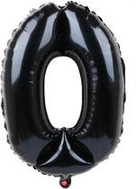 Folieballon / Cijferballon Zwart XL - getal 0 - 82cm
