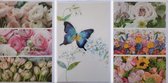 3 Wenskaarten - Zonder Tekst - Bloemen - Vlinder - 12 x 17 cm