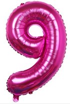 Folieballon / Cijferballon Roze XL - getal 9 - 82cm