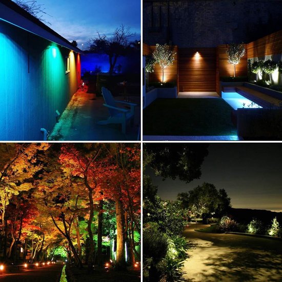Buitenverlichting - Bluetooth led tuinspot - LED tuinspots - Tuinlampen - Te besturen met mobiele app - RGB multicolour - Waterdicht IP66 - 4 Stuks - Merkloos