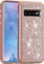 Samsung Galaxy S10 Plus Backcover - Glitters - Roze - Shockproof Armor