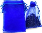 50 STUKS ORGANZA ZAKJES - TRAKTATIE - CADEAU - KADOZAKJES - TAJSE - GESCHENKZAKJES - KORENBLAUW - 10 X 15CM