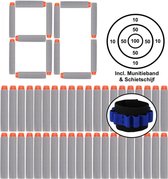 Pijltjes 80 Stuks Universele Darts Pijlen Speelgoed Kinderen - Geschikt voor Nerf Guns Kogels - Geschikt Voor N-Strike Elite - Incl. Schietschijf & Munitie Band - Grijs - CGP®