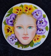 Sierbord of wandbord | Handgeschilderd (!) | Set van een |hart-bloemen-bord-bordhanger-art- | Thema lente en zomer