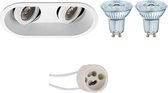 OSRAM - LED Spot Set - Parathom PAR16 940 36D - Luxino Zano Pro - GU10 Fitting - Dimbaar - Inbouw Ovaal Dubbel - Mat Wit - 3.7W - Natuurlijk Wit 4000K - Kantelbaar - 185x93mm