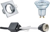 OSRAM - LED Spot Set - Parathom PAR16 930 36D - GU10 Fitting - Dimbaar - Inbouw Vierkant - Glans Chroom - 3.7W - Warm Wit 3000K - Kantelbaar 80mm