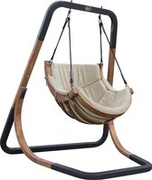 Bol.com AXI Capri Schommelstoel met frame van hout - Hangstoel met Beige suède kussen voor volwassenen - Buiten Loungestoel met ... aanbieding