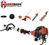 Herzberg HG-8048MBC: Multifunctionele 8-in-1 schrobmachine - bosmaaier, haagschaar, kettingzaag, snoeizaag + draadspoel en 3 maaimessen