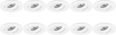 Spot Armatuur 10 Pack - Luxino Alpin Pro - GU10 Fitting - Inbouw Rond - Mat Wit - Aluminium - Kantelbaar - Ø92mm