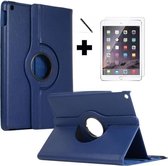 MHD shop Apple iPad 10,2 (2019 / 2020) bookcase 360 graden draaibare hoes (donkerblauw) + Screenprotector & Stylus pen