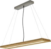 LED Hanglamp - Nitron Brida - 27W - Warm Wit 3000K - 1-lichts - Dimbaar - Rechthoek - Mat Bruin - Natuurhout