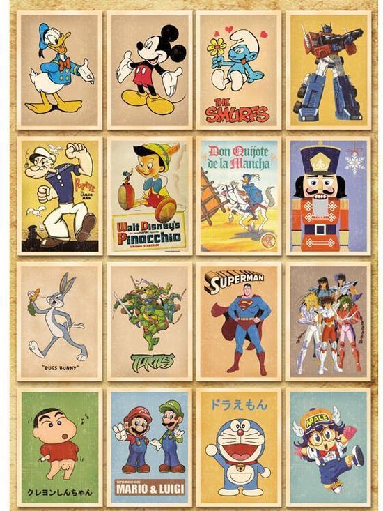 UENXRXE Cartoonkaartenset – 55 Unieke Kaarten, Goud, Lasergegraveerd, Perfect Als Cadeau Voor Verzamelaars