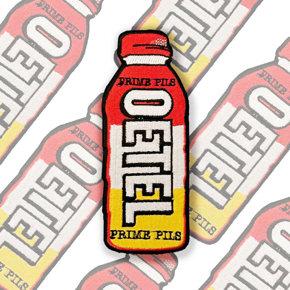 PRIME PILS Embleem - Carnavalsembleem - Carnavalskleding - Carnaval accessoires - Strijkembleem - Groot Embleem 15x8cm