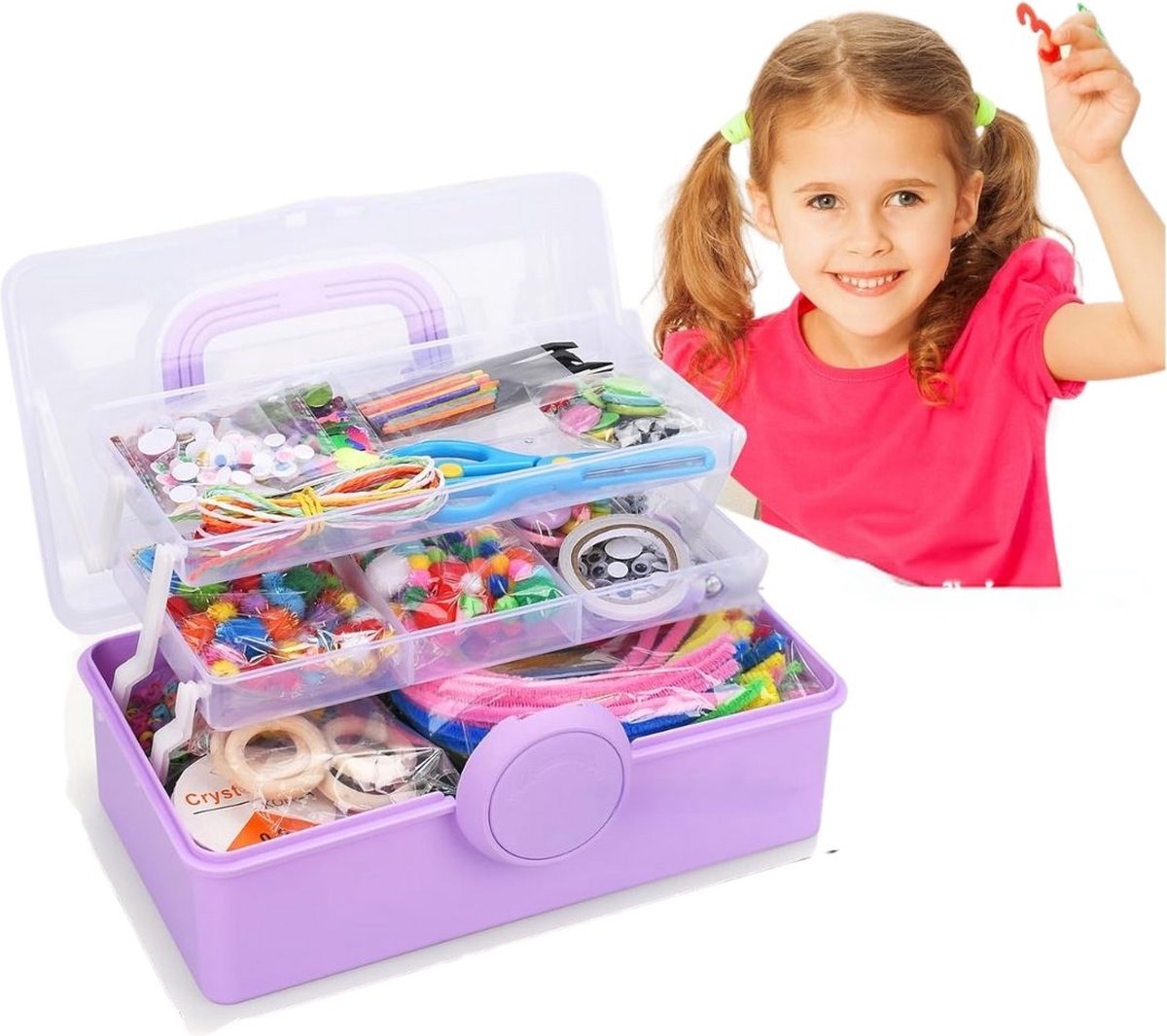 Knutselkoffer – Knutseldoos 1600+ Stukken – Tekenkoffer - Knutselpakket - Creatief Speelgoed - Knutselset - Knutselbox - Knutselen Meisjes & Jongens - Knutselen voor kinderen – Knutsel Koffer – Knutselkist