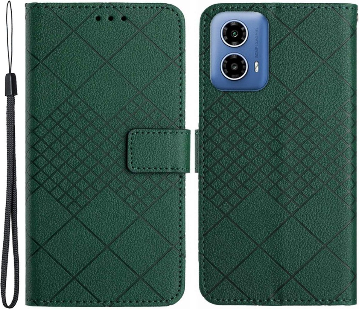 Coverup Hoesje - Geschikt voor Motorola Moto G85 Hoesje - Coverup Rhombus Book Case - Groen