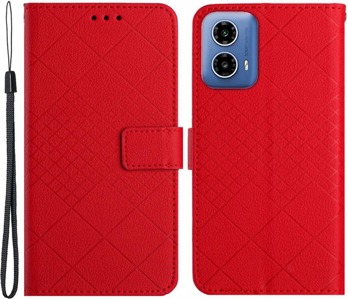 Coverup Hoesje - Geschikt voor Motorola Moto G85 Hoesje - Coverup Rhombus Book Case - Rood