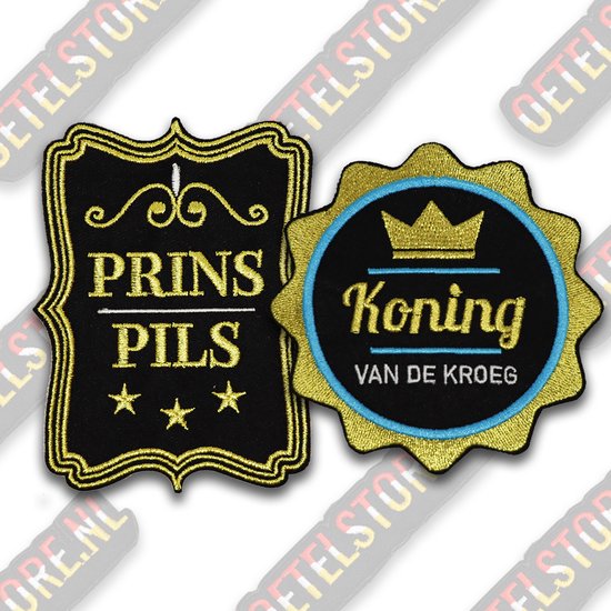 Foto: Pils slappe klets emblemenpakket set van 2 emblemen carnavalsembleem carnavalskleding carnaval accessoires oeteldonk kruikenstad