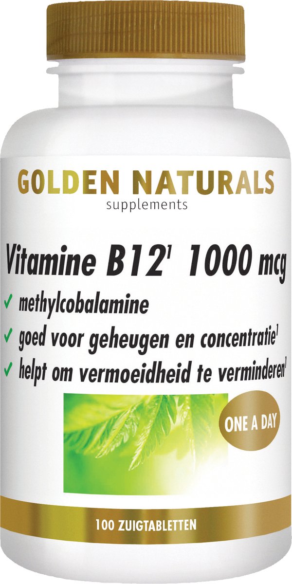 Goedkoopste Golden Naturals Vitamine B12 1000 mcg (100 veganistische zuigtabletten