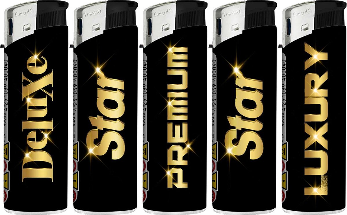 Goedkoopste Elektronische aansteker hervulbaar - Design Black Star - Display 50 stuks - wegwerpaansteker - electronic lighter - klik aanstekers