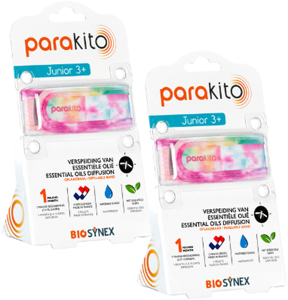 Goedkoopste Parakito Oplaadbare Anti-Muggen Armband Junior Tie Dye x2 - Navulbaar - Langdurige Bescherming - Insectenwerend