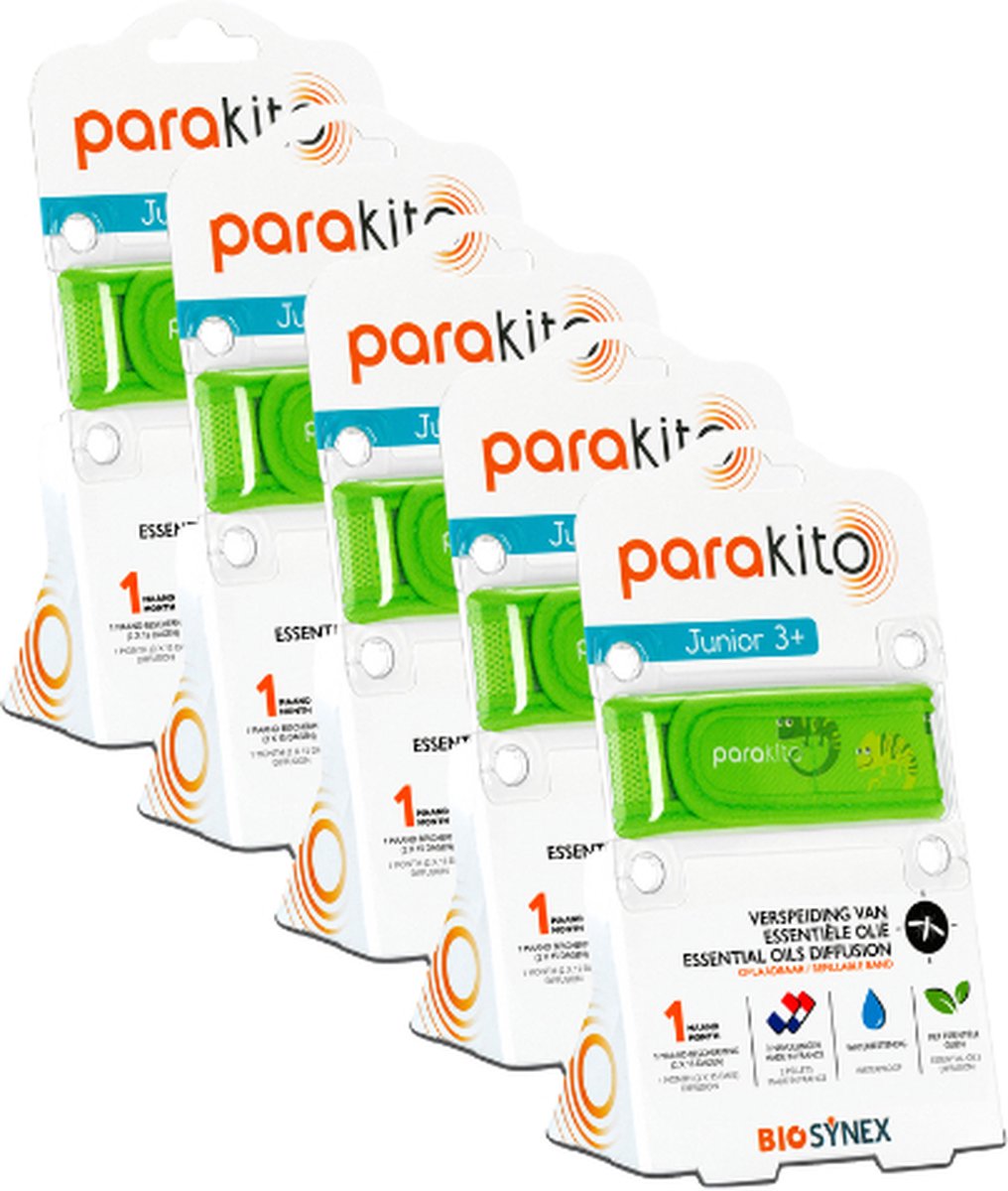 Goedkoopste Parakito Oplaadbare Anti-Muggen Armband Junior Kameleon x5 - Navulbaar - Langdurige Bescherming - Insectenwerend