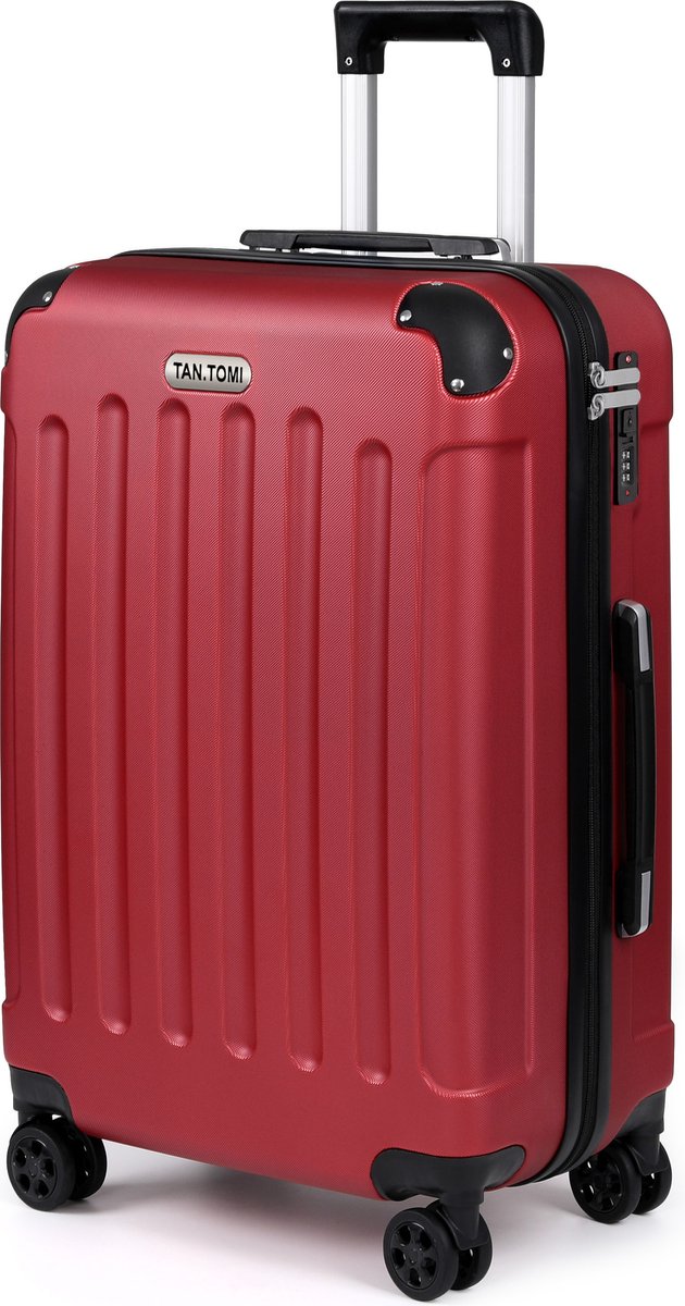 TAN.TOMI Reiskoffer 65L - Handbagage & Ruimbagage - Trolley Koffer met 4 Wielen en Cijferslot - Lichtgewicht & Stevig - Rood