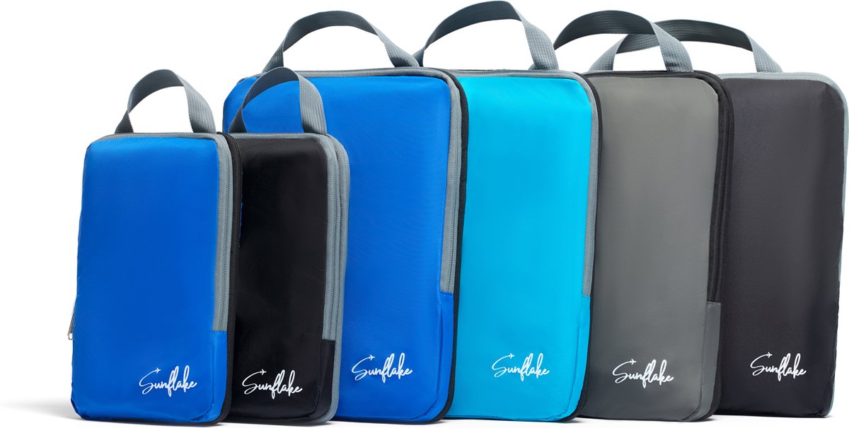 Bol.com Compression Packing Cubes / Compressie Cubes – Set van 6 – Met Compressierits – Multi Color – Sunflake aanbieding