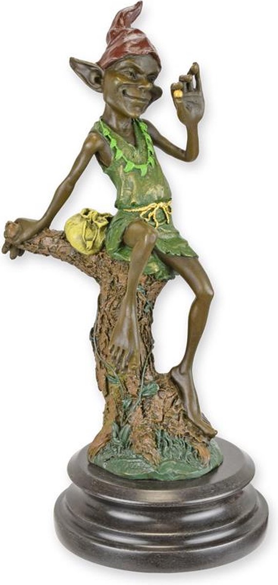 Goblin "Goud" - Bronzen Beeld - Kobold Beeldje - Brons Sculptuur - Woondecoratie Verzameling - Woning, Kantoor Decoratie - 12x16x30