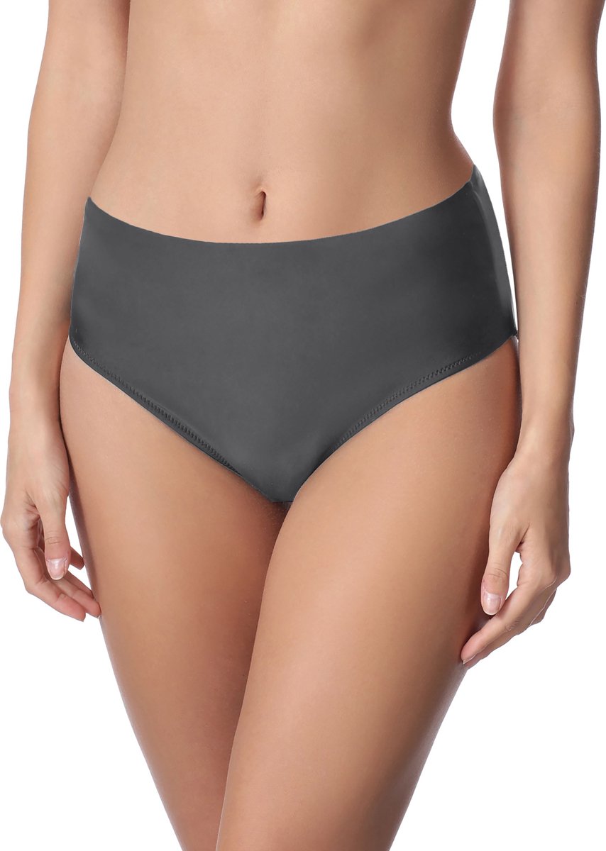 Merry Style MS-VO-M72W Dames Zwembroek - Zwemshorts - Bikinibroekje - Elastische tailleband - Polyamide & Elastaan - Grafiet (9154) - 46