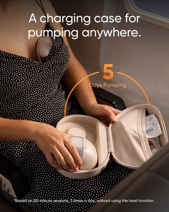 eufy Baby S1 Pro Draagbare Borstkolf - Borstkolven - Verwarmingstechnologie voor meer comfort - Draagbare Oplaadhouder - App-bediening - Gepersonaliseerd Slim Ritme