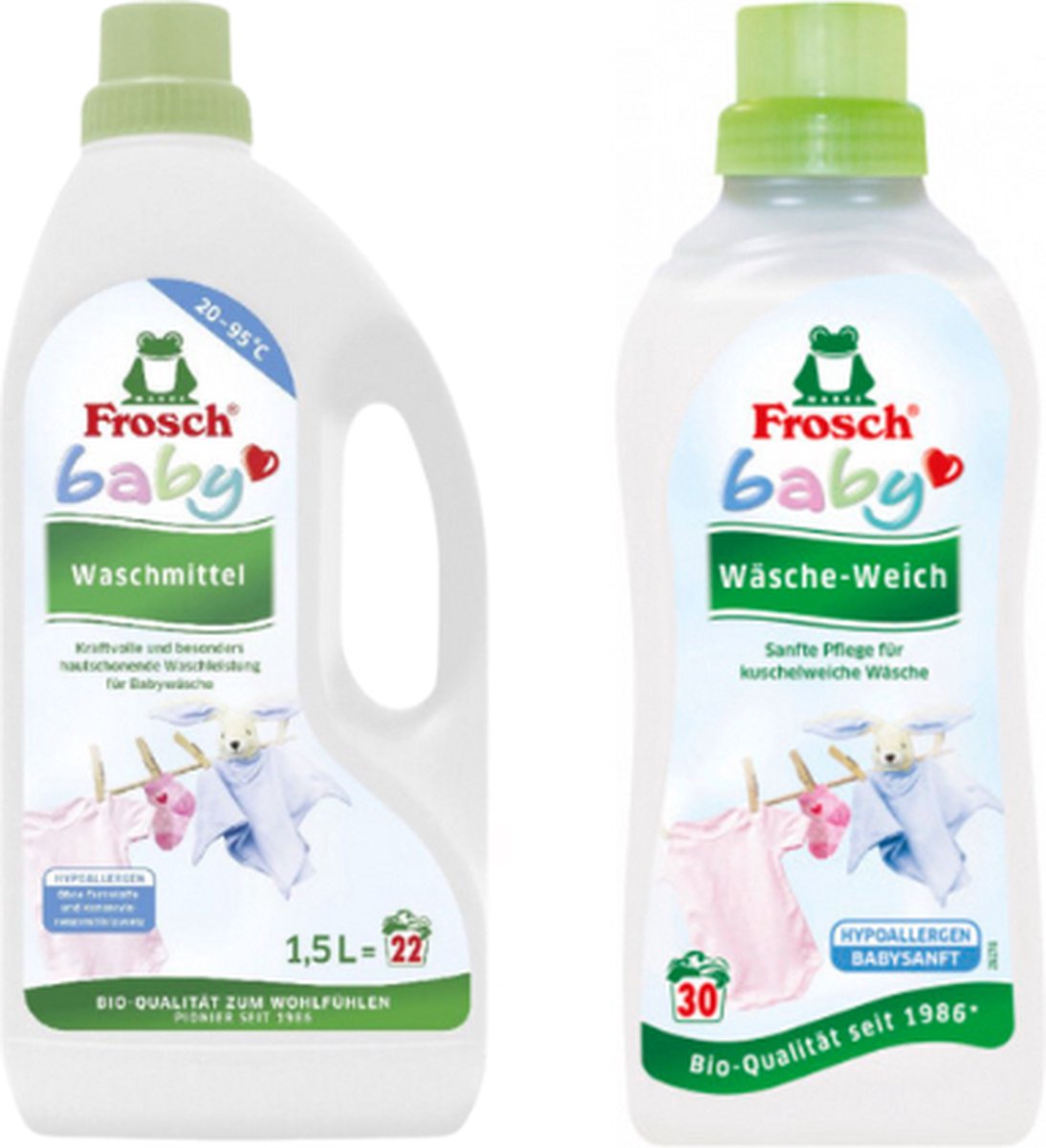 Goedkoopste Frosch Baby wasmiddel wasverzachter - Babywas - Hypoallergeen - Kamille-extracten
