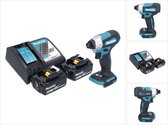 Makita DTD 157 RG accu slagmoersleutel 18 V 140 Nm 1/4" borstelloos + 2x oplaadbare accu 6.0 Ah + lader