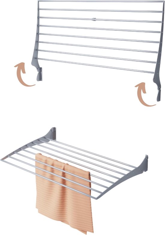 Foxydry Wall, Ruimtebesparend, In De Hoogte Verstelbaar Droogrek Voor Bevestiging Aan De Muur Grijs 100