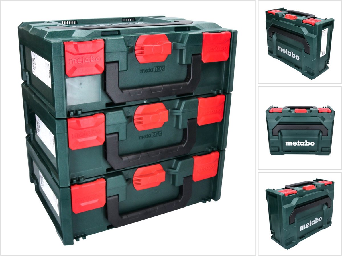 Metabo metaBOX 145 set 3x systeemgereedschapskoffer Stapelbaar 396 x 296 x 145 mm - zonder inzetstuk