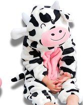 BoefieBoef Koe Dieren Baby Onesie Romper Pyjama - Carnaval - Baby & Peuter Verkleedkleding - Verkleedkostuum - Kinder Dierenpak - Dreumes Kruippak - Boxpak - Baby & Dreumes & Peuter 6-18 maanden