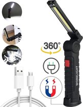 Werklamp LED - USB Oplaadbaar - 3W -360° Draaibaar -COB LED - Magnetisch - Zaklamp - Zwart
