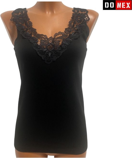 2 Pack Chemise femme NOIRE avec Dentelle - 100% coton - Zwart - Taille 4XL