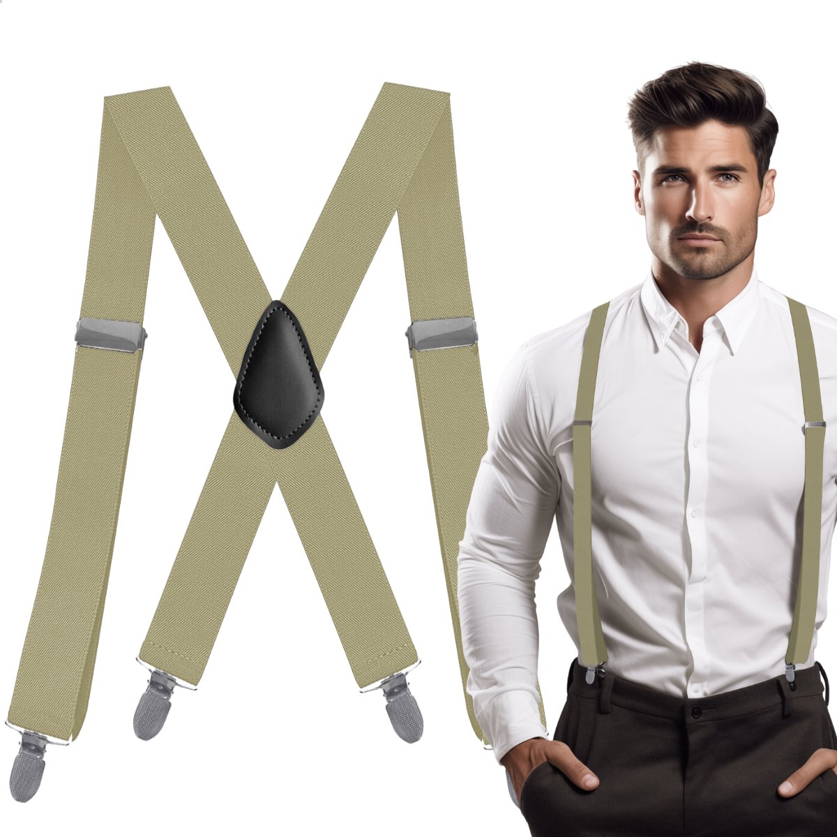Bretelles élastiques réglables en forme de Y pour homme Noir