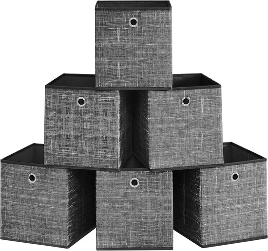 SONGMICS Opbergdozen set van 3, opvouwbaar, stoffen dozen, 50 x 30 x 30 cm, voor garderobe, 2 handgrepen, label, voor slaapkamer, woonkamer, rietgrijs ROB450G01