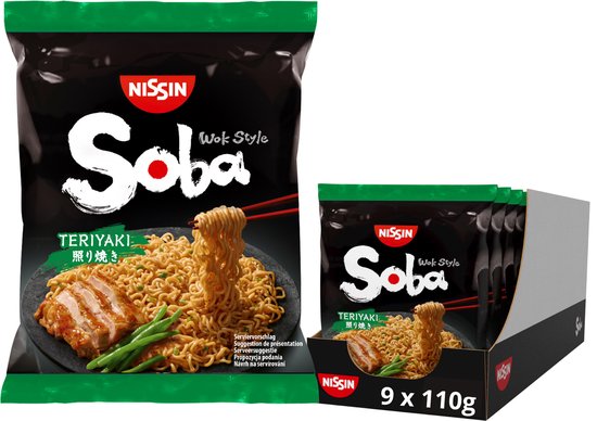 Nissin Soba Bag Teriyaki Noodles - Wok Style Instant Noedels - 9 stuks