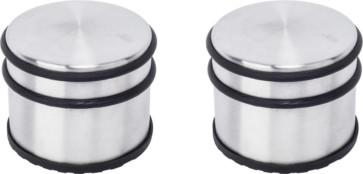 BRASQ Set van 2 Deurstoppers - Deurstopper RVS met anti slip - 1,1 Kg Voor binnen en buiten - Deurbuffer ⌀9 x 7,5 cm