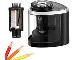 foto van BOTC Elektrische puntenslijper - met Opvangbakje - Automatische Puntenslijper - batterij - Zwart-SSHA0019