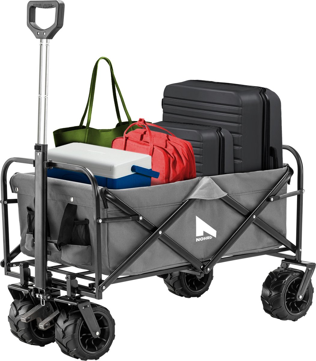 NOHRD Bolderkar Opvouwbaar - Bolderwagen - Grijs - Strandkar - Draagkracht 80 kg - Bolderkarren