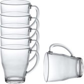 Duralex Theeglazen/koffieglazen Cosy - 12x stuks - transparant glas - 350 ml - met handvat