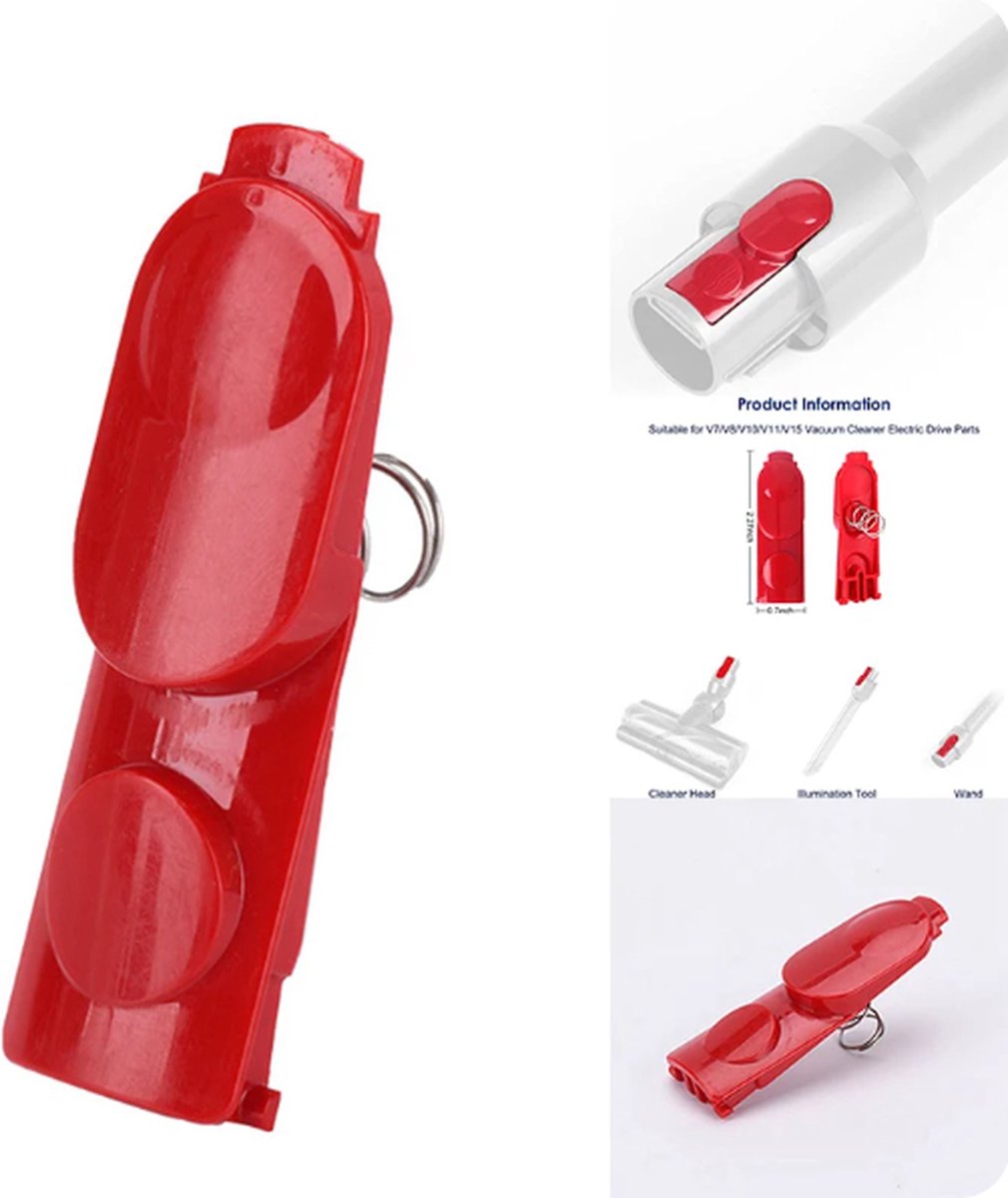 TLVX Sterke Clip Geschikt voor Dyson V7 / V8 / V10 / V11 / V15 / Dyson Knop met veer / Dyson Schakelaar / Steel Stofzuiger connector knop / Rode verbindingsknop / Clip – Vergrendelingsknop / Cleaner Head / Wand Tool / Bevestigingsknop Dyson / 1 stuks